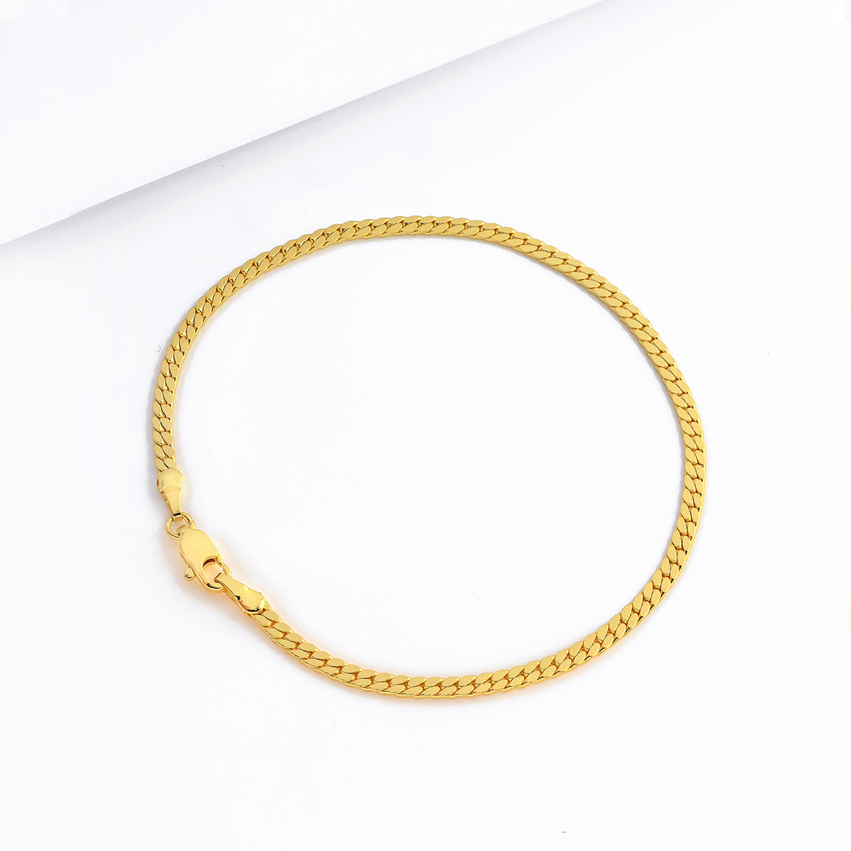 Pulseira Grumet Flat 3mm 5gr Fecho Lagosta Banhado A Ouro 18k