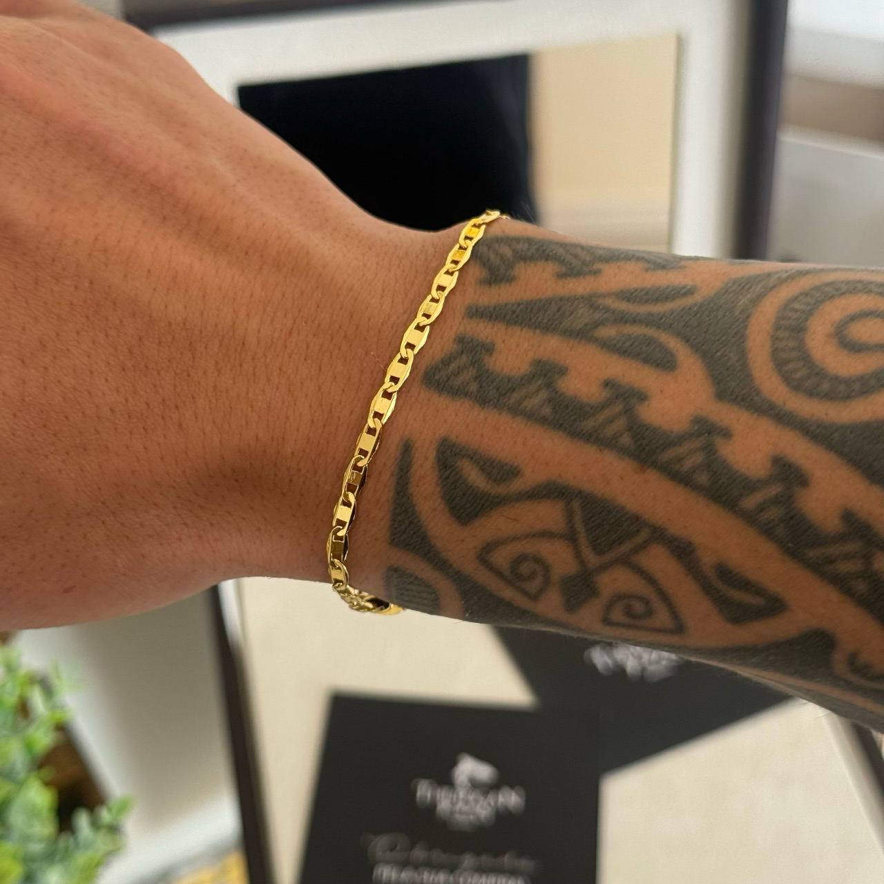 Pulseira Piastrine 4mm 5gr Fecho Duplo Banhado A Ouro 18k