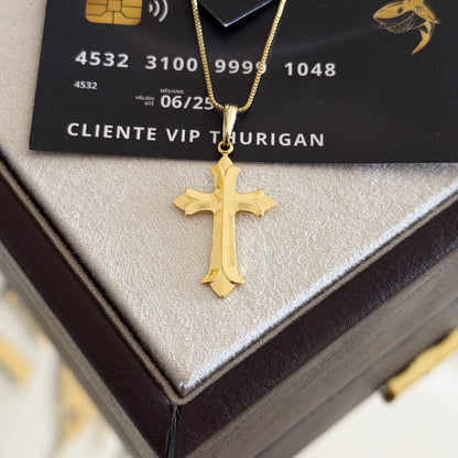 Pingente Crucifixo Português 3,5x2cm Banhado A Ouro 18k