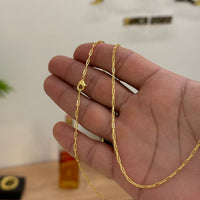 Corrente Cadeado Alongado 1,5mm 3gr Fecho Lagosta Banhado A Ouro 18k