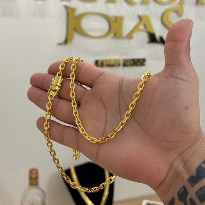 Corrente Cadeado 5mm 38gr Fecho Bomba Banhado A Ouro 18k