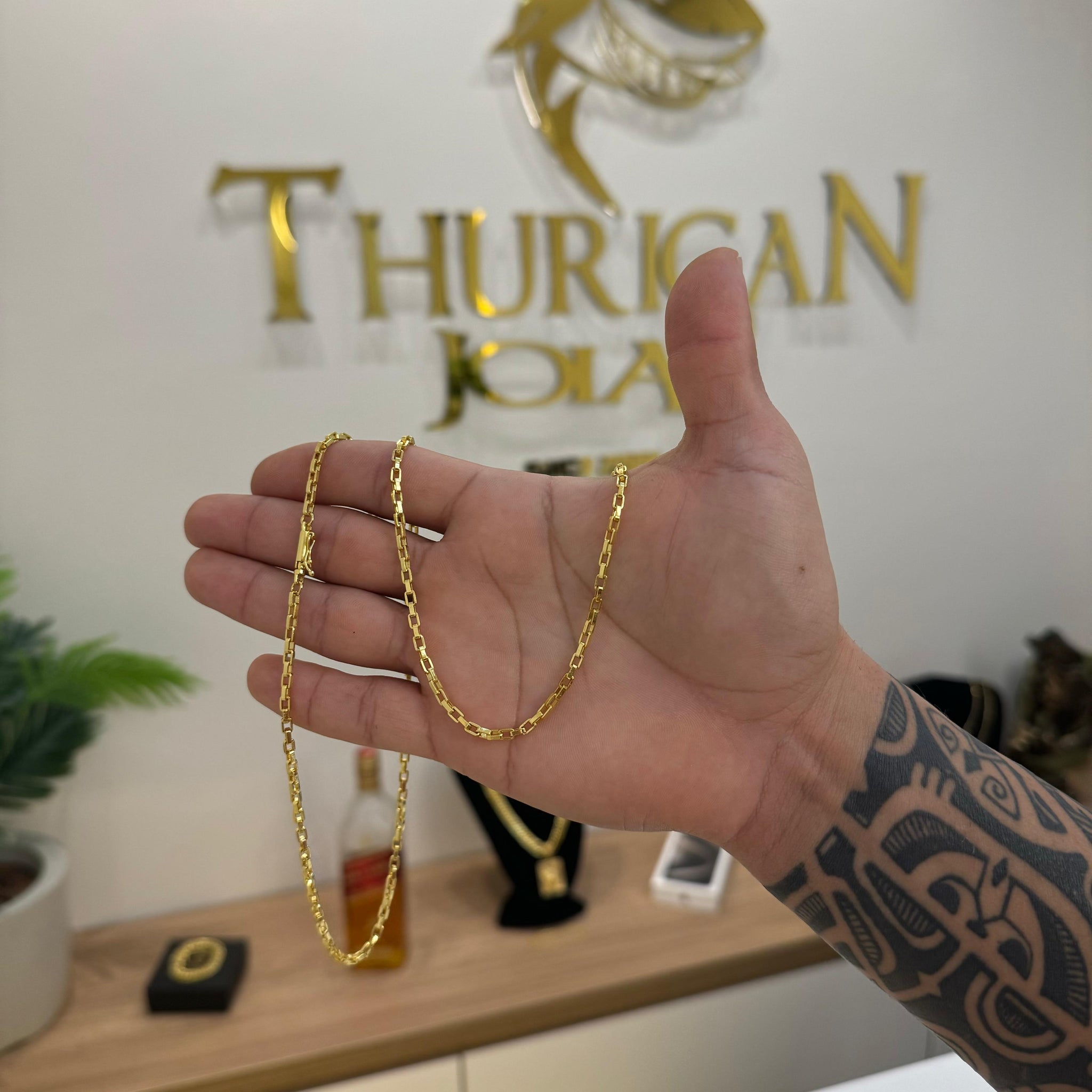 Corrente Veneziana 3mm 11gr Fecho Bomba Banhado A Ouro 18k