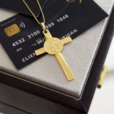 Pingente Crucifixo Com Medalha De São Bento 5x3,2cm Banhado A Ouro 18k
