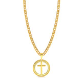 Colar Medalha Com Crucifixo - Corrente Lacraia Banhado A Ouro 18k