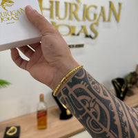 Kit Corrente e Pulseira Palmeira 3mm Fecho Bomba Banhado A Ouro 18k