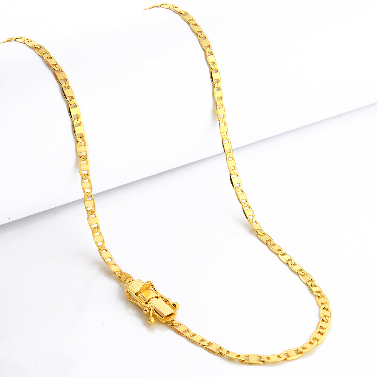 Corrente Piastrine 4mm 15gr Fecho Duplo Banhado A Ouro 18k