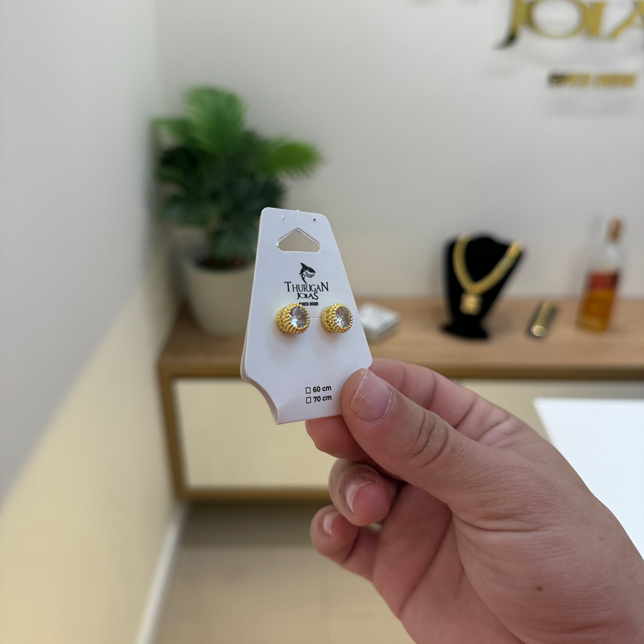Brinco Ponto de Luz Detalhado Banhado A Ouro 18k