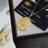 Pingente Face De Cristo 4x3cm Banhado A Ouro 18k