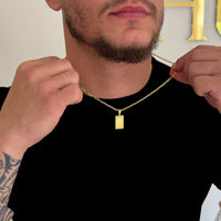 Colar Plaquinha De Letra - Corrente Cadeado Alongado Banhado A Ouro 18k