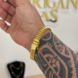Pulseira Grumet Dupla 9mm 19gr Fecho Duplo Banhado A Ouro 18k