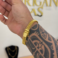 Pulseira Grumet Dupla 9mm 19gr Fecho Duplo Banhado A Ouro 18k
