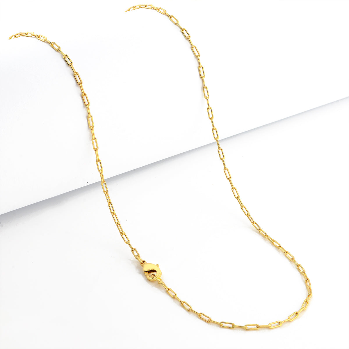 Corrente Cadeado Alongado 1,5mm 3gr Fecho Lagosta Banhado A Ouro 18k
