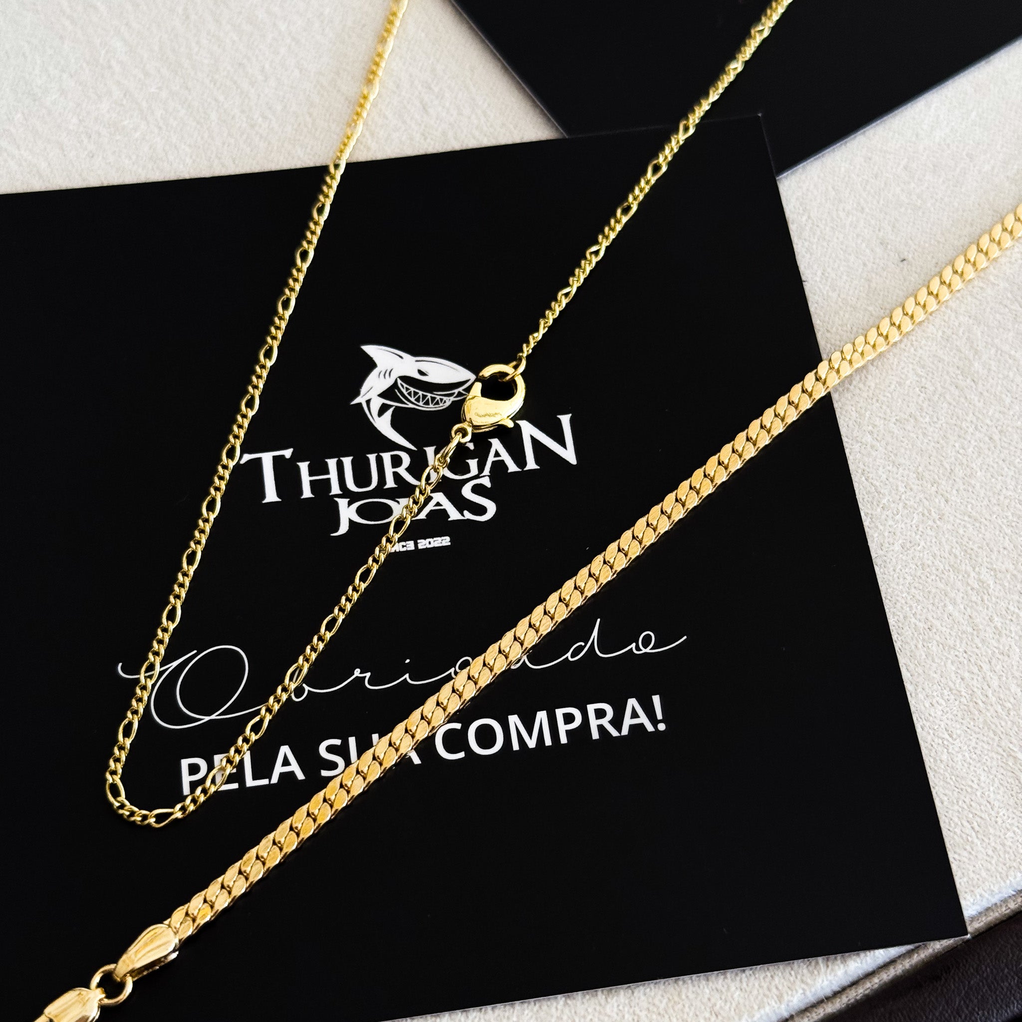 Kit Corrente 3 Por 1 Fígaro e Pulseira Grumet Flat Banhado A Ouro 18k