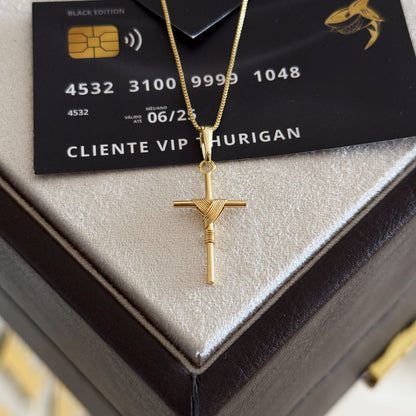 Pingente Crucifixo Palito P 3x2cm Banhado A Ouro 18k