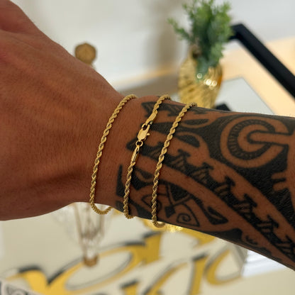 Pulseira Baiana 3mm 3gr Fecho Lagosta Banhado A Ouro 18k