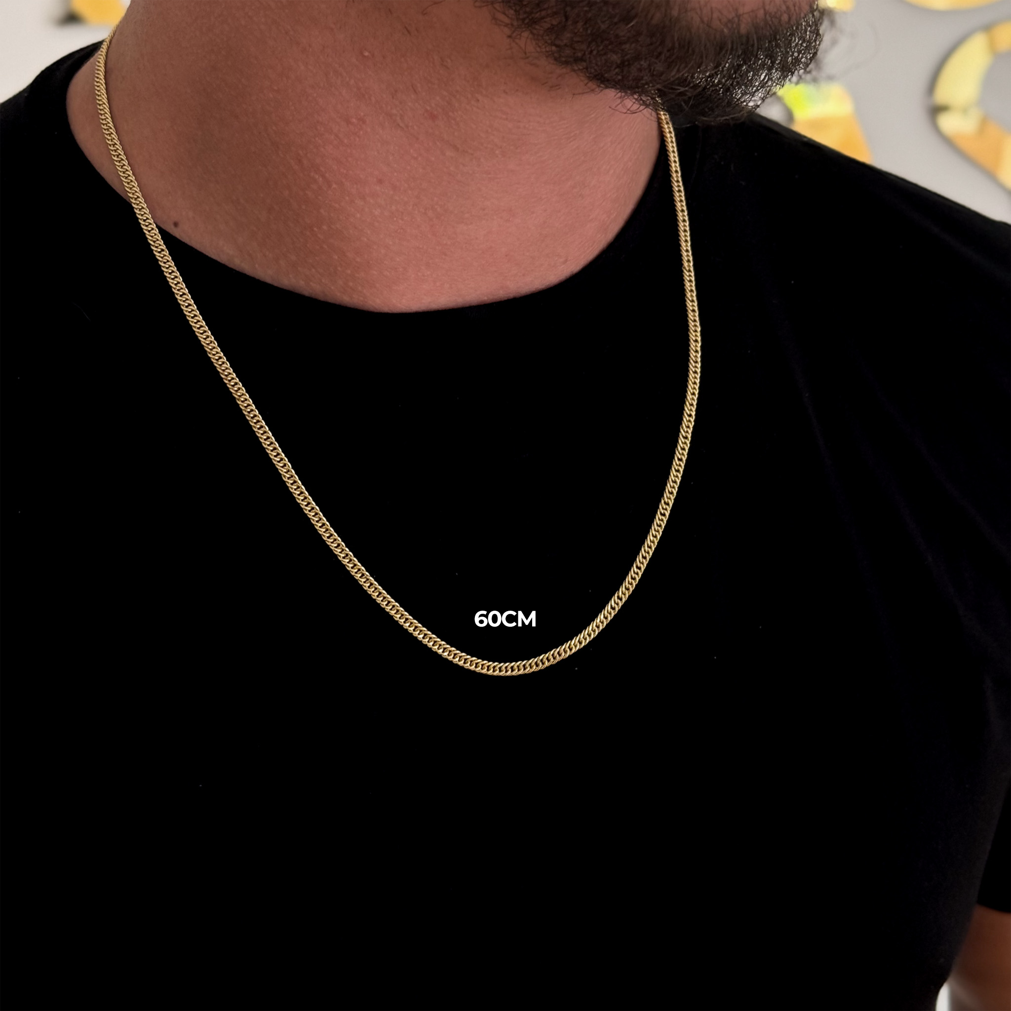 Colar Crucifixo Amarrado Cravejado - Corrente Lacraia Banhado A Ouro 18k