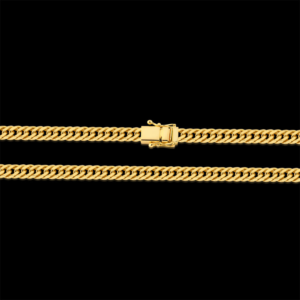 Kit Corrente e Pulseira Lacraia 10mm Fecho Duplo Banhado A Ouro 18k