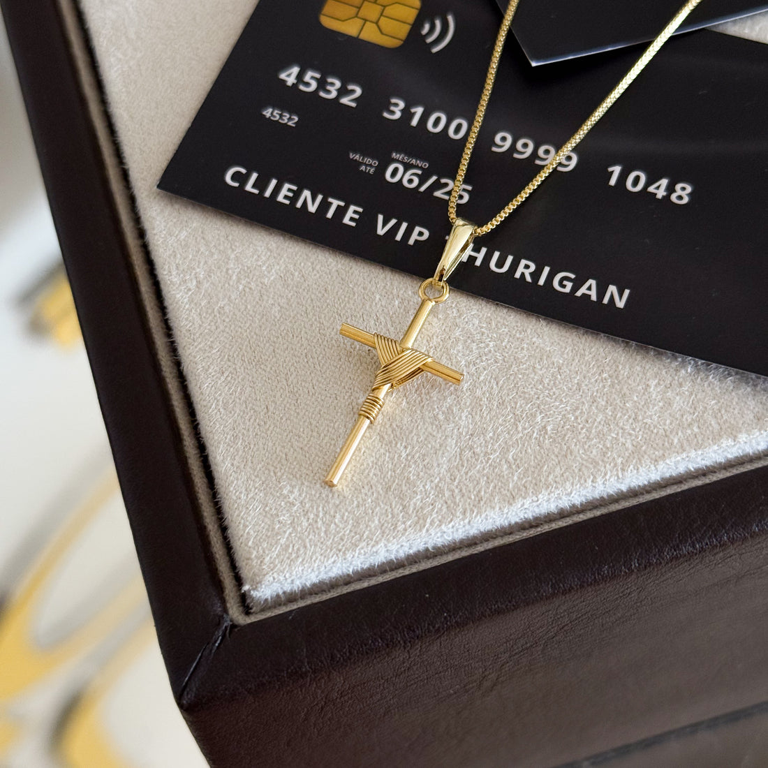 Pingente Crucifixo Palito P 3x2cm Banhado A Ouro 18k