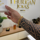 Pulseira Palmeira 5mm 16gr Fecho Bomba Banhado A Ouro 18k