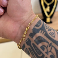 Pulseira Elo Português 2mm Trevo Topázio Banhado A Ouro 18k