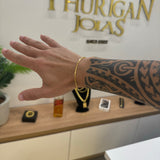 Pulseira Cadeado Alongado 2mm 3gr Fecho Bomba Banhado A Ouro 18k