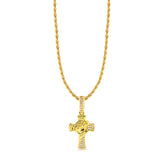 Colar Crucifixo Face De Cristo Detalhado Cravejado P - Corrente Baiana Banhado A Ouro 18k