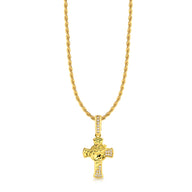 Colar Crucifixo Face De Cristo Detalhado Cravejado P - Corrente Baiana Banhado A Ouro 18k
