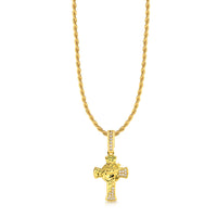 Colar Crucifixo Face De Cristo Detalhado Cravejado P - Corrente Baiana Banhado A Ouro 18k