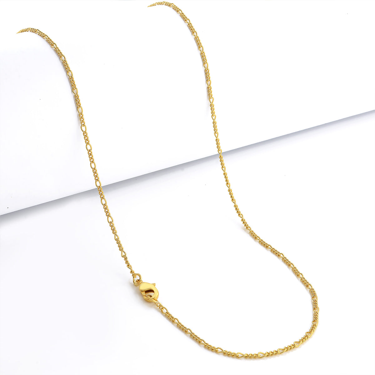 Corrente 3 por 1 Fígaro 1,5mm 3gr Fecho Lagosta Banhado A Ouro 18k