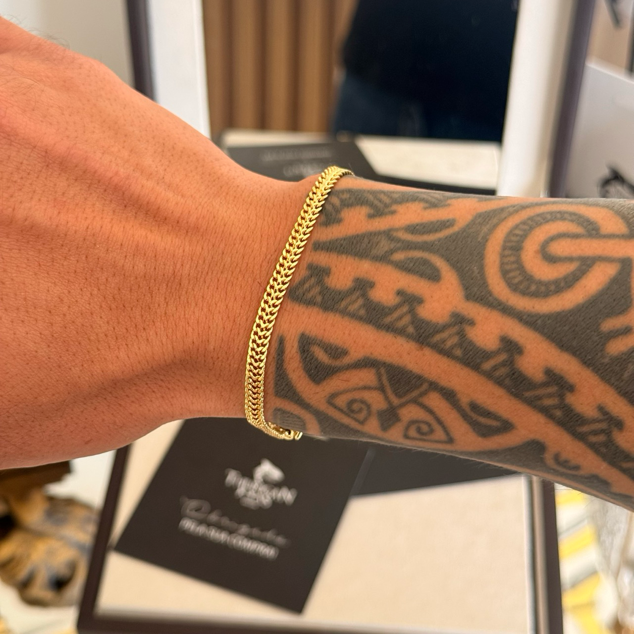 Pulseira Grumet Dupla 5mm 7gr Fecho Duplo Banhado A Ouro 18k