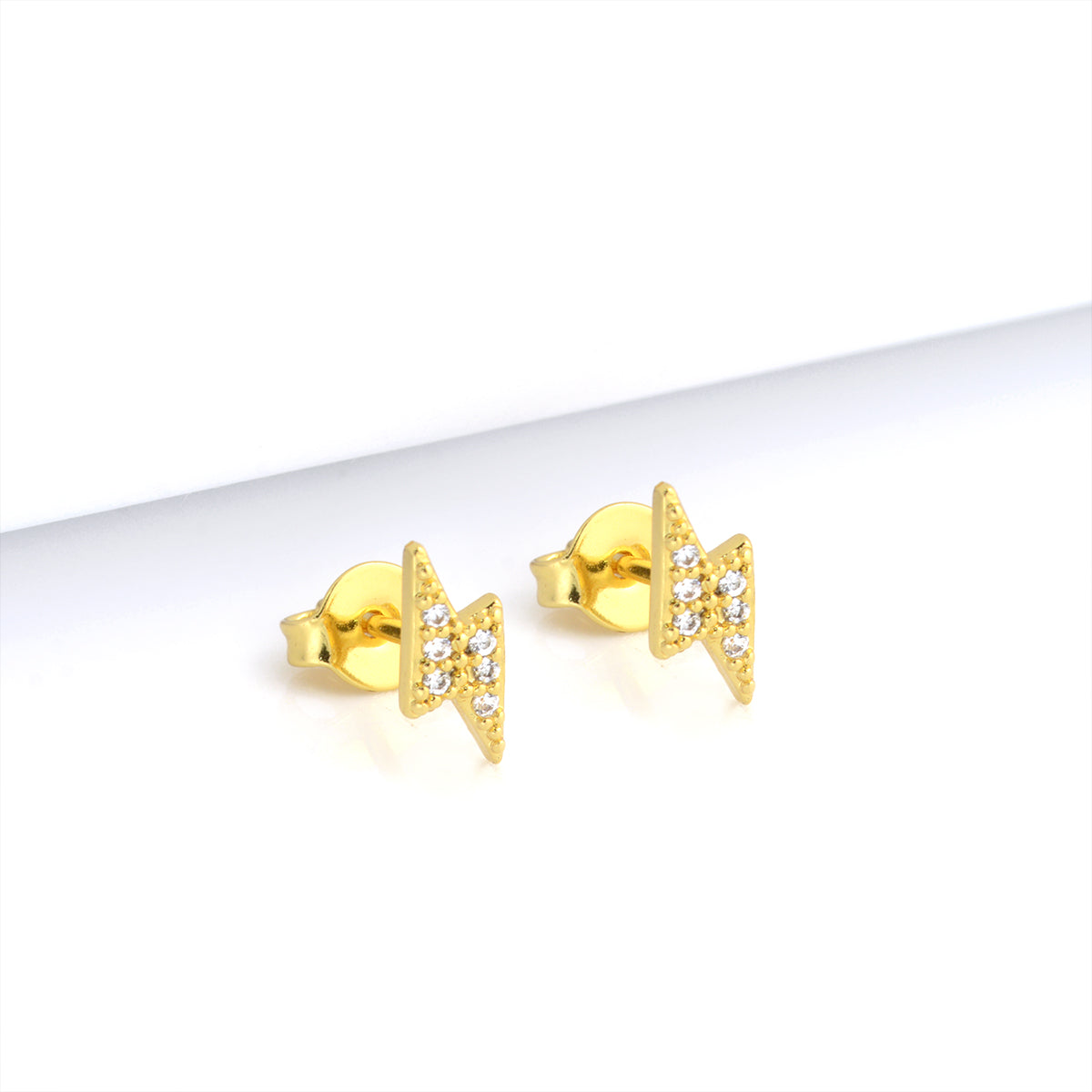 Brinco Raio Cravejado Banhado A Ouro 18k