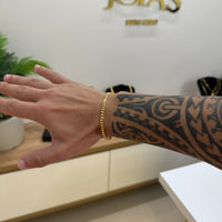Pulseira Grumet 4mm 5gr Fecho Duplo Banhado A Ouro 18k