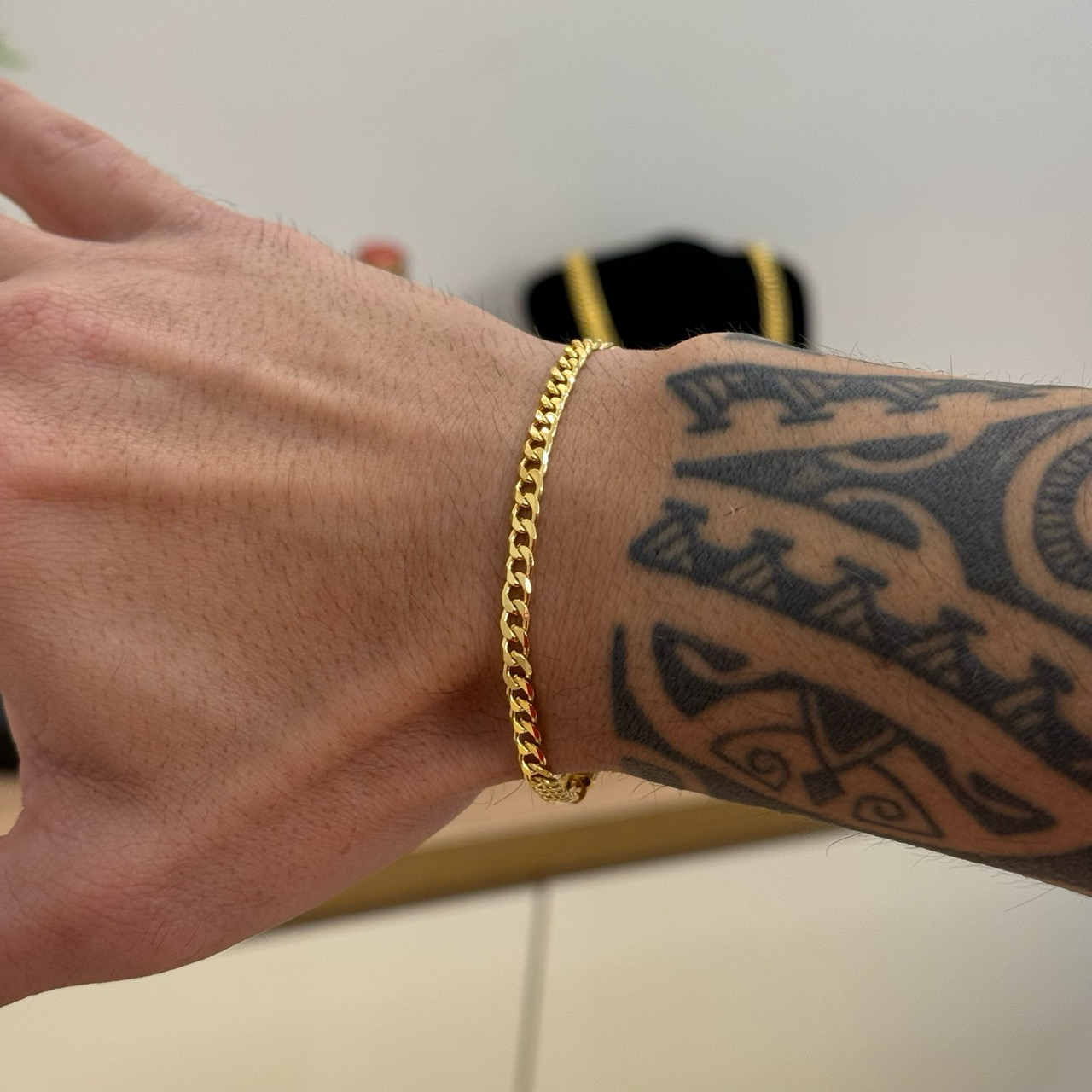 Pulseira Grumet 4mm 5gr Fecho Duplo Banhado A Ouro 18k