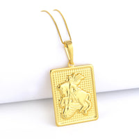 Pingente Plaquinha São Jorge 3,5x3cm Banhado A Ouro 18k