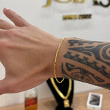 Pulseira Cadeado Alongado 1,5mm 2gr Fecho Lagosta Banhado A Ouro 18k