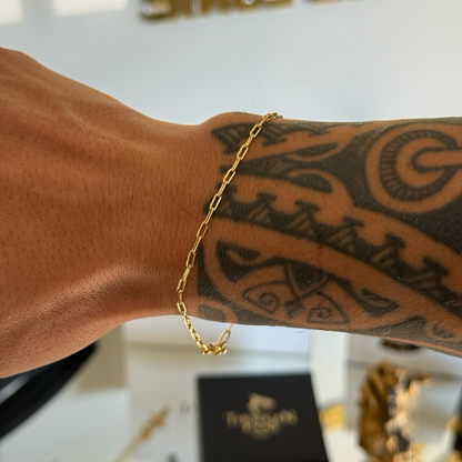 Pulseira Cadeado Alongado 2mm 3gr Fecho Bomba Banhado A Ouro 18k
