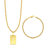 Colar Plaquinha Crucifixo Vazado - Corrente e Pulseira Baiana Banhado A Ouro 18k