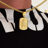 Colar Plaquinha São Jorge - Corrente e Pulseira Palmeira Banhado A Ouro 18k