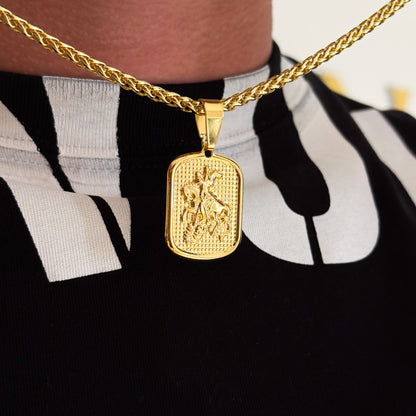 Colar Plaquinha São Jorge - Corrente e Pulseira Palmeira Banhado A Ouro 18k