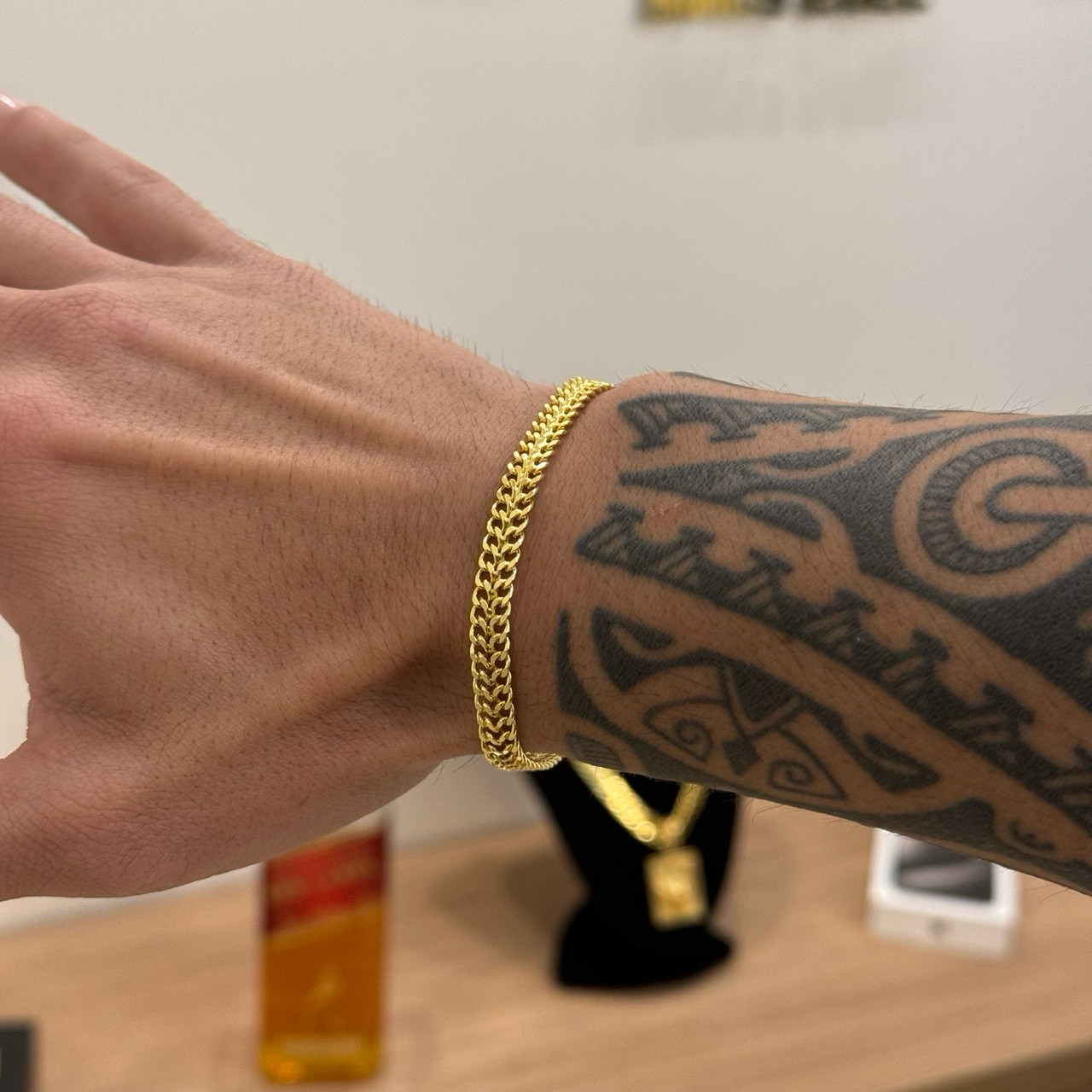 Pulseira Grumet Dupla 7mm 13gr Fecho Duplo Banhado A Ouro 18k