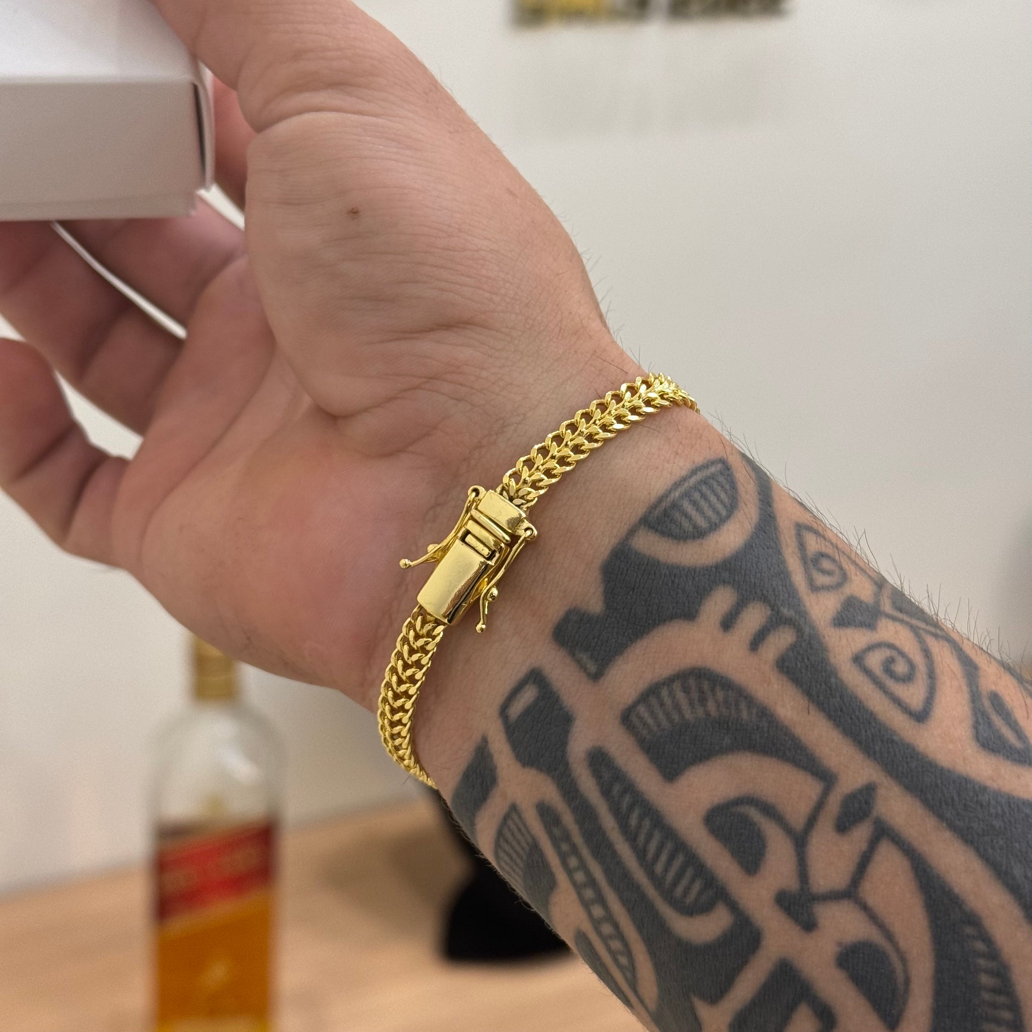 Pulseira Grumet Dupla 7mm 13gr Fecho Duplo Banhado A Ouro 18k