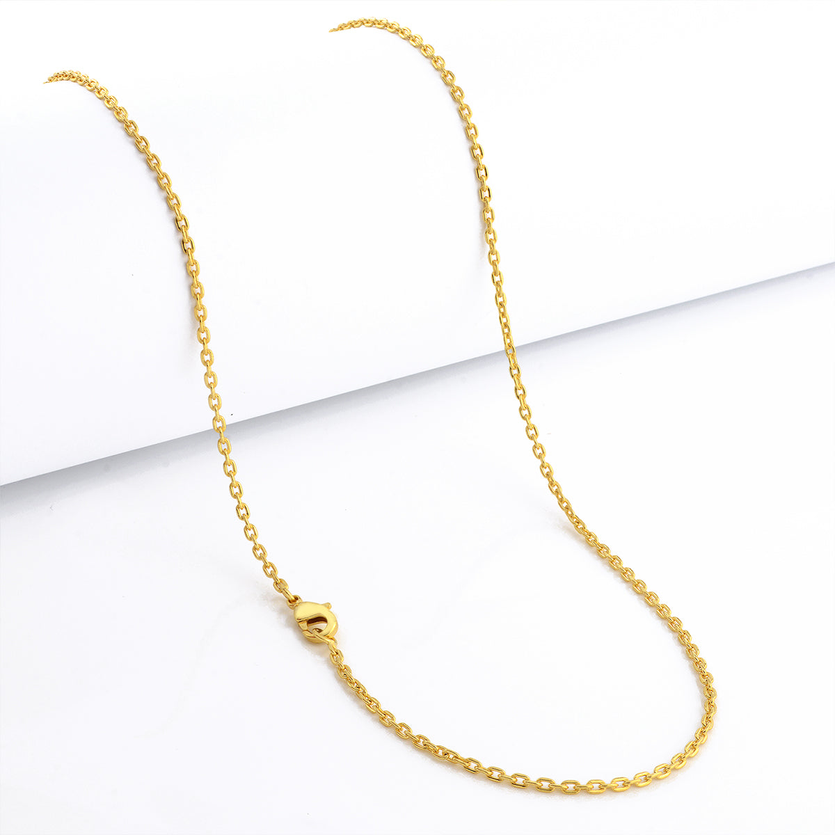 Corrente Cadeado 1,5mm 4gr Fecho Lagosta Banhado A Ouro 18k