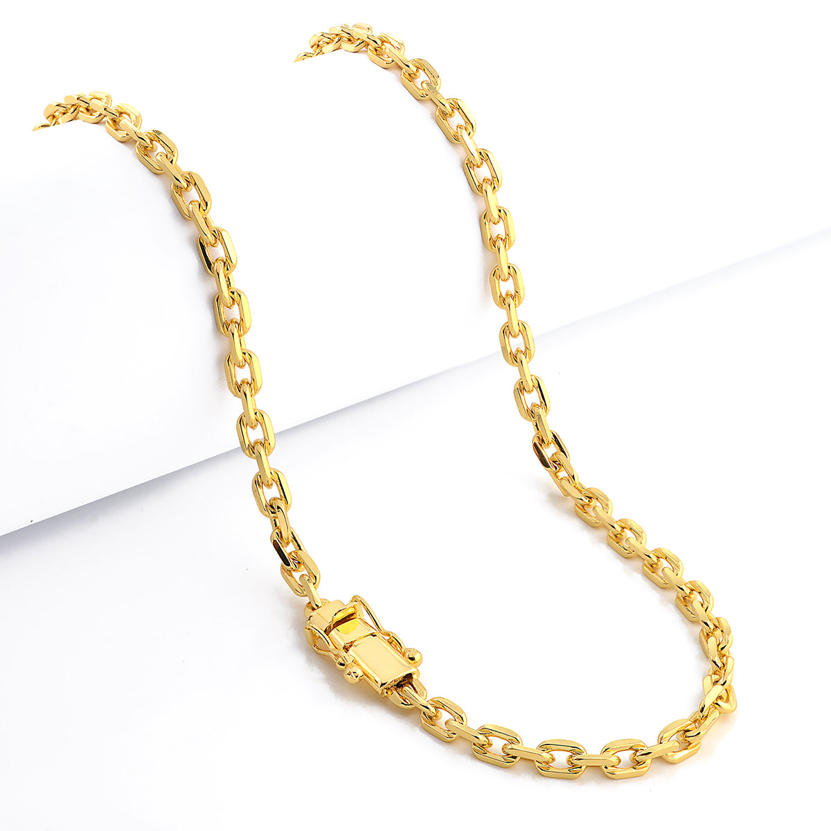 Corrente Cadeado 5mm 38gr Fecho Bomba Banhado A Ouro 18k