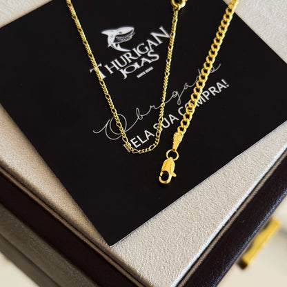 Kit Corrente 3 Por 1 Fígaro e Pulseira Grumet Banhado A Ouro 18k