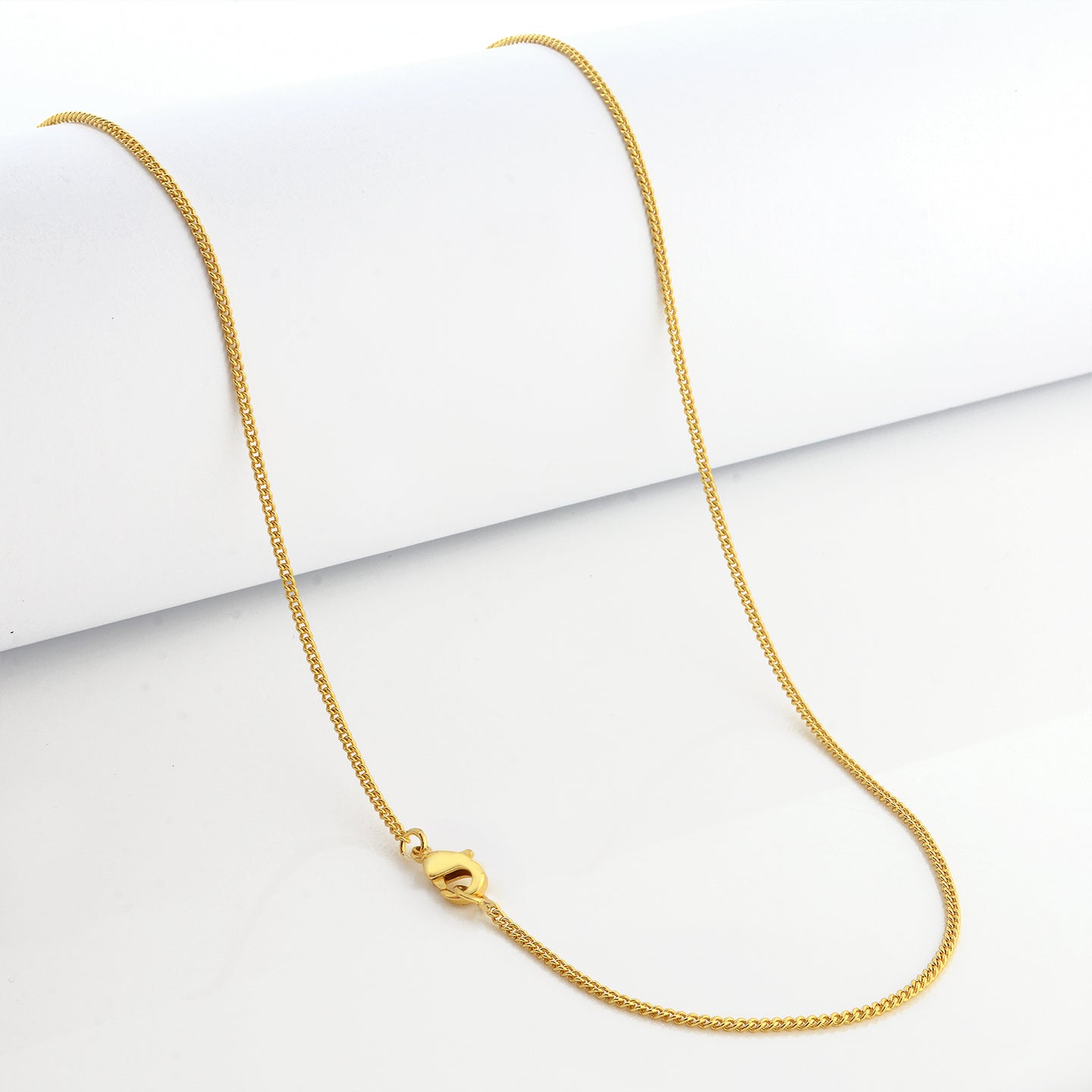 BRINDE Corrente Grumet 1,5mm 3gr Fecho Lagosta Banhado A Ouro 18k