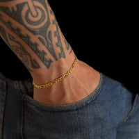 Pulseira 3 Por 1 Fígaro 4mm 6gr Fecho Duplo Banhado A Ouro 18k