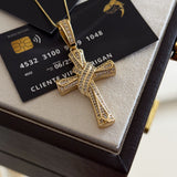Pingente Crucifixo Cravejado G 4,5x3,5cm Banhado A Ouro 18k