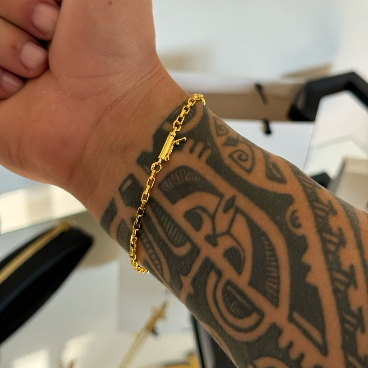 Pulseira Veneziana 3mm 4gr Fecho Bomba Banhado A Ouro 18k