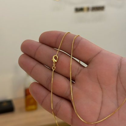 Corrente Veneziana 0,8mm 4gr Fecho Lagosta Banhado A Ouro 18k