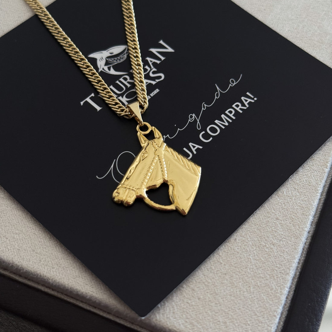Colar Cavalo - Corrente Lacraia Banhado A Ouro 18k
